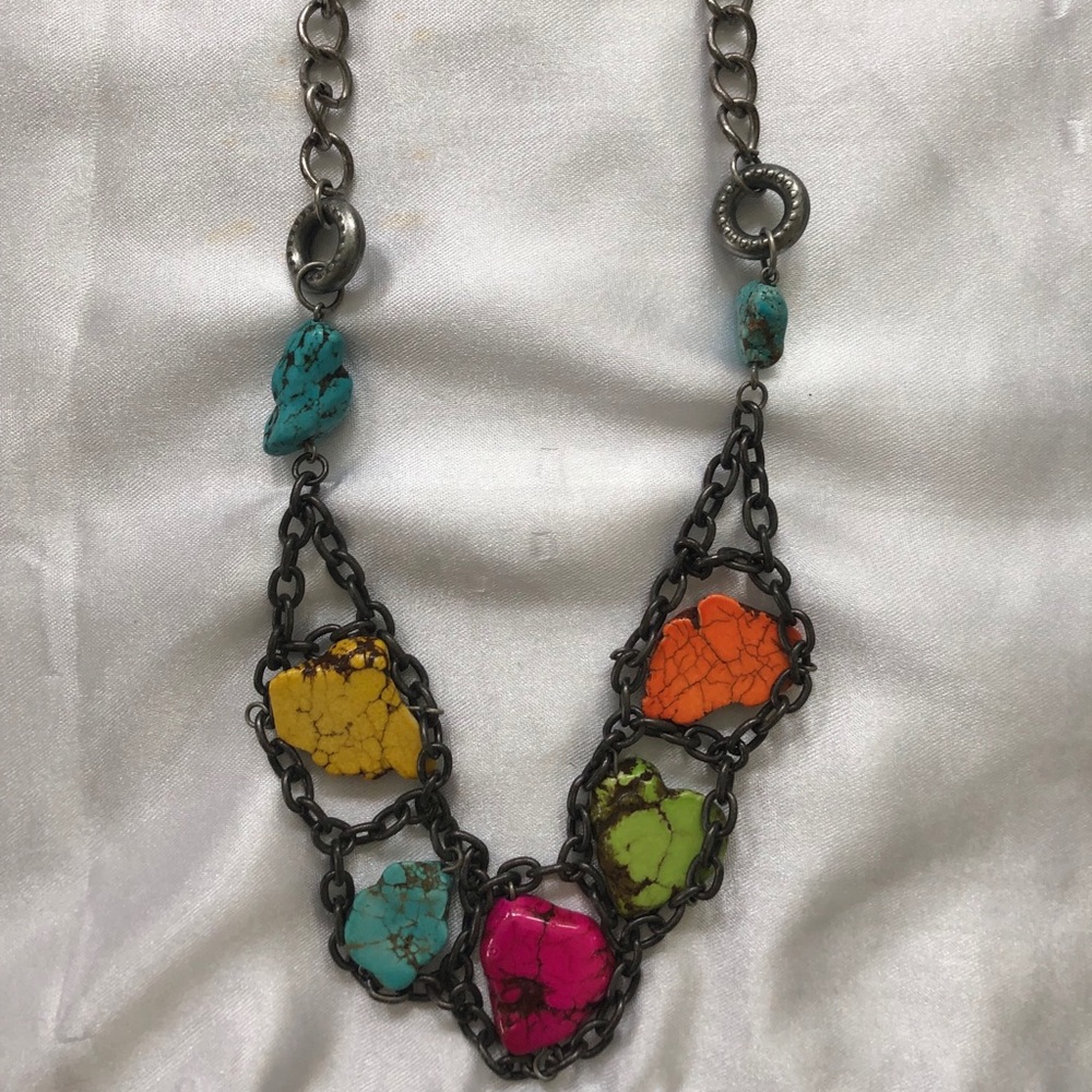 Multicolored stone necklace